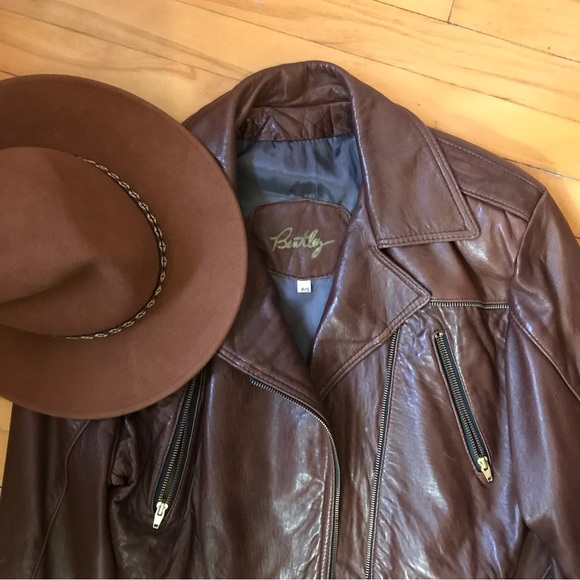 Iconic Bentley motorcycle genuine oversize leather jacket in brown - Picture 6 of 14